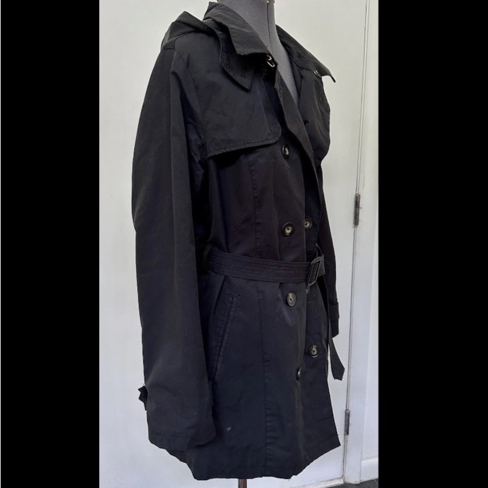 CLASSIC Y2K 90s A NEW DAY LADIES TRENCH STYLE COAT HOODED BELTED L LARGE - Picture 4 of 9